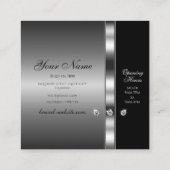 Luxury Silver en Black met mousserende diamanten Vierkante Visitekaartje (Achterkant)
