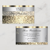 Luxury Silver en Gold Sparking Glitter Monogram Visitekaartje (Voorkant / Achterkant)