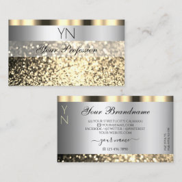 Luxury Silver en Gold Sparking Glitter Monogram Visitekaartje