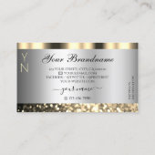 Luxury Silver en Gold Sparking Glitter Monogram Visitekaartje (Achterkant)