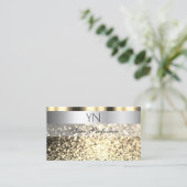 Luxury Silver en Gold Sparking Glitter Monogram Visitekaartje (Staand voorkant)