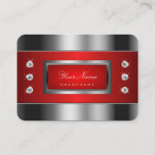 Luxury Silver en Red met Shimmery Rhinestones Visitekaartje (Voorkant)