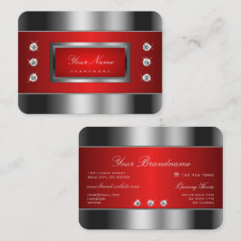 Luxury Silver en Red met Shimmery Rhinestones Visitekaartje