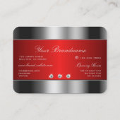 Luxury Silver en Red met Shimmery Rhinestones Visitekaartje (Achterkant)