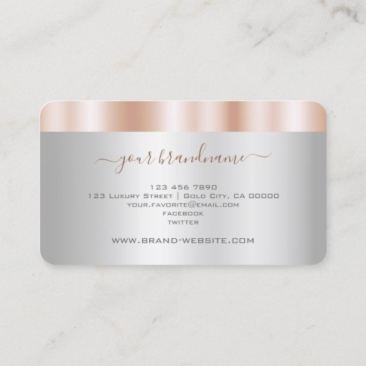 Luxury Silver en Roos Gold Effect Professional Visitekaartje (Achterkant)