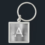 Luxury Silver Faux Roestvrij Steel Monogram Sleutelhanger<br><div class="desc">Luxe Silver Faux Roestvrij staal Metallic Elegant Sleutelhanger. Deze Sleutelhangers kunnen worden aangepast om uw initiaal en voornaam te omvatten. Deze sleutelketens maken geweldige verjaardag,  vrijgezellenfeest of bacheloretfeesten.</div>