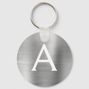 Luxury Silver Faux Roestvrij Steel Monogram Sleutelhanger
