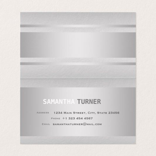 Luxury Silver Faux Textured Professional Visitekaartje (Binnenkant ongevouwen)