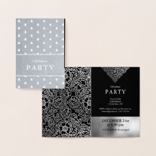 Luxury Silver Foil Black kerstparty Folie Kaarten