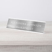 Luxury Silver Foil Modern Business Bureau Naambordje (Voorkant)