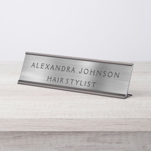 Luxury Silver Foil Modern Business Bureau Naambordje (Voorkant)