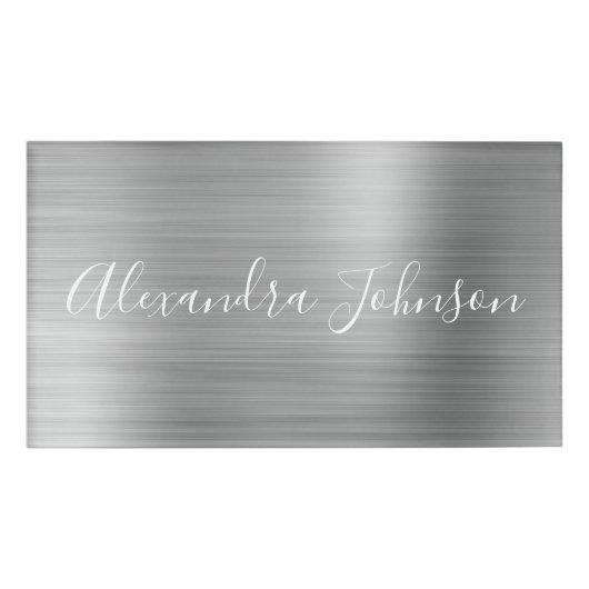 Luxury Silver Foil Modern Naambadge (Voorkant)