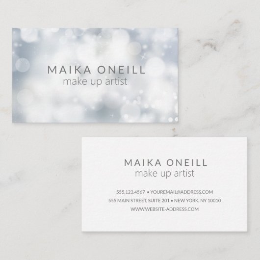 Luxury Silver Glitter Bokeh professional Visitekaartje (Voorkant / Achterkant)