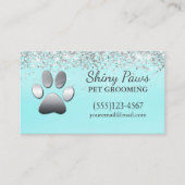 Luxury Silver Glitter Dog Paw Pet Grooming Visitekaartje (Voorkant)
