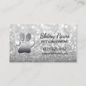 Luxury Silver Glitter Dog Pet Grooming Service Visitekaartje (Voorkant)
