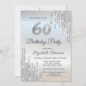 Luxury Silver Glitter Drips 60e verjaardag Kaart (Voorkant)