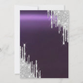 Luxury Silver Glitter Drips Purple 50th  Kaart (Achterkant)