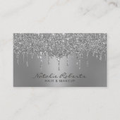 Luxury Silver Glitter drukt moderne schoonheidssal Visitekaartje (Voorkant)