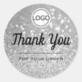 Luxury Silver Glitter Elegant Minimalist Hartelijk Ronde Sticker (Voorkant)