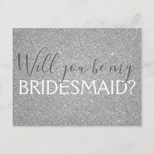 Luxury Silver Glitter en Sparkle Bridesmaid Uitnodiging Briefkaart