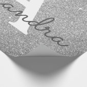 Luxury Silver Glitter en Sparkle Monogram Cadeaupapier (Hoek)