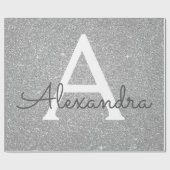 Luxury Silver Glitter en Sparkle Monogram Cadeaupapier (Vlak)