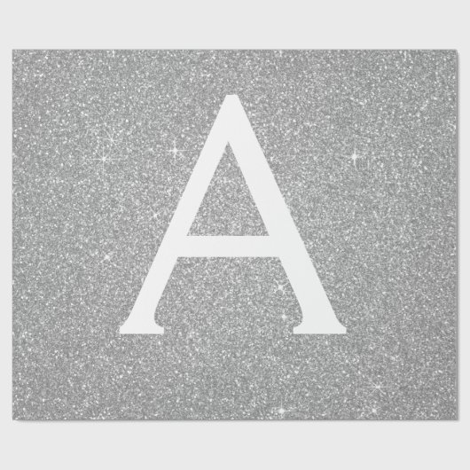 Luxury Silver Glitter en Sparkle Monogram Cadeaupapier (Vlak)