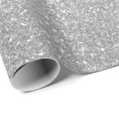 Luxury Silver Glitter en Sparkle Monogram Cadeaupapier (Rol Hoek)