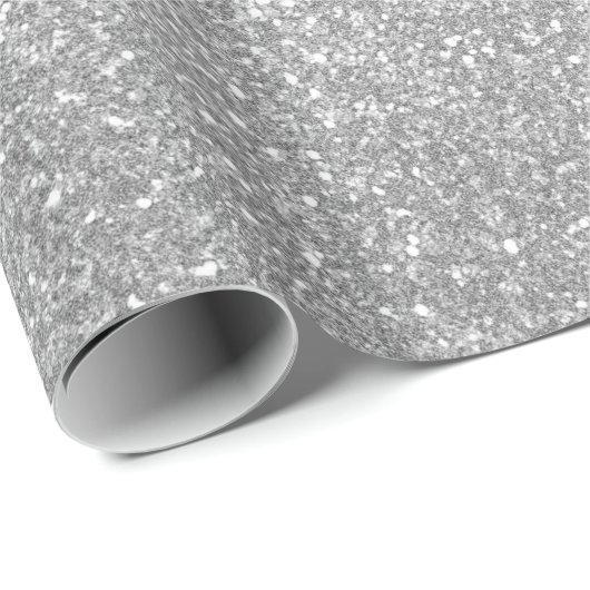 Luxury Silver Glitter en Sparkle Monogram Cadeaupapier (Rol Hoek)