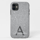 Luxury Silver Glitter en Sparkle Monogram Case-Mate iPhone Case (Achterkant)