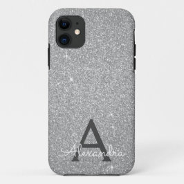 Luxury Silver Glitter en Sparkle Monogram Case-Mate iPhone Case