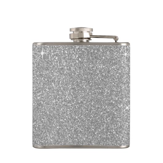 Luxury Silver Glitter en Sparkle Monogram Heupfles (Achterkant)