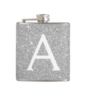 Luxury Silver Glitter en Sparkle Monogram Heupfles (Voorkant)