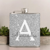 Luxury Silver Glitter en Sparkle Monogram Heupfles