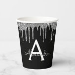 Luxury Silver Glitter en Sparkle Monogram Papieren Bekers<br><div class="desc">Zilveren en zwarte Faux Glitter en Sparkle Elegant Monogram Birthday,  Wedding,  Vrijgezellenfeest of Bachelorette Party Cup. Deze Voetbal kan worden aangepast om uw initiaal en voornaam op te nemen. Neem contact op met de ontwerper voor aangepaste overeenkomende objecten.</div>