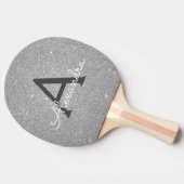 Luxury Silver Glitter en Sparkle Monogram Tafeltennisbatje (Zijkant)