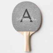 Luxury Silver Glitter en Sparkle Monogram Tafeltennisbatje (Voorkant)