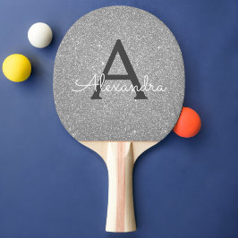 Luxury Silver Glitter en Sparkle Monogram Tafeltennisbatje