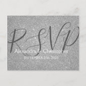 Luxury Silver Glitter en Sparkle RSVP Uitnodiging Briefkaart (Voorkant)