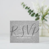 Luxury Silver Glitter en Sparkle RSVP Uitnodiging Briefkaart (Staand voorkant)