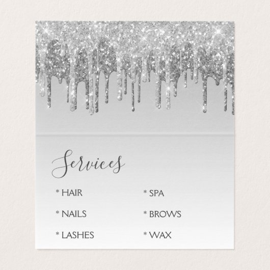 Luxury Silver Glitter en Sparkle Visitekaartje (Binnenkant ongevouwen)