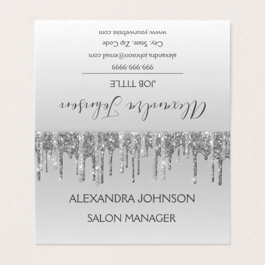 Luxury Silver Glitter en Sparkle Visitekaartje (Buitenkant ongevouwen)