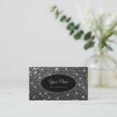 Luxury Silver Glitter Glam Luminous Stars Elegant Visitekaartje (Staand voorkant)