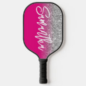 Luxury Silver Glitter Hot Pink Ombre - Aangepast Pickleball Paddle (Voorkant)