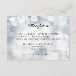 Luxury Silver Glitter Light WEDDING RECEPT Informatiekaartje