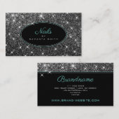 Luxury Silver Glitter Luminous Stars Elegant Nails Visitekaartje (Voorkant / Achterkant)