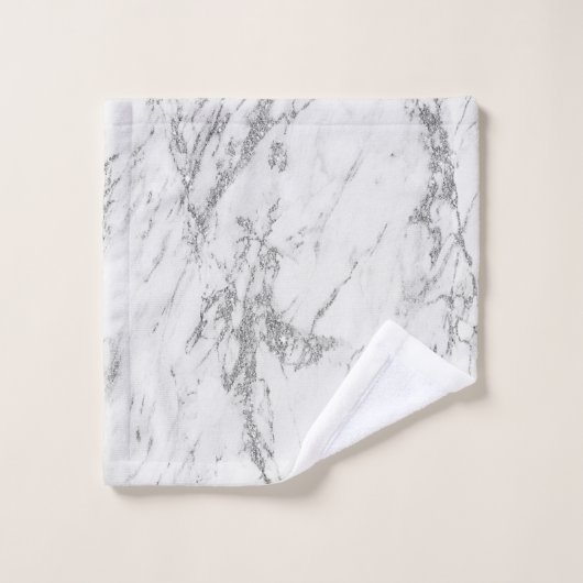 Luxury Silver Glitter Marble Customize Bad Handdoek (Wasdoekje)