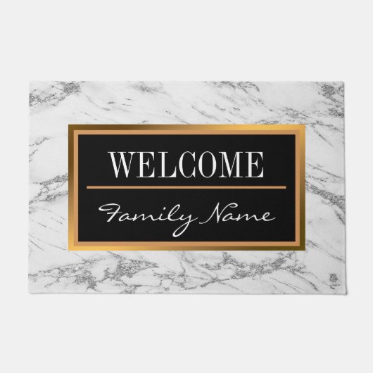 Luxury Silver Glitter Marble Customize Doormat Deurmat (Voorkant)