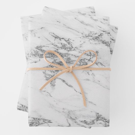 Luxury Silver Glitter Marble Customize Inpakpapier Vel (In situ)
