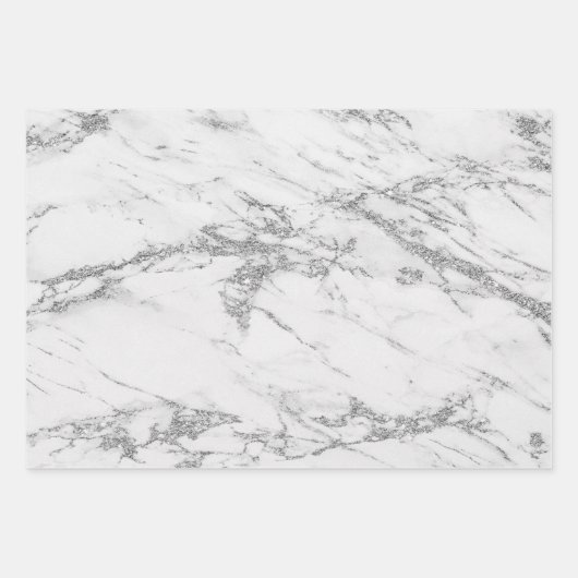 Luxury Silver Glitter Marble Customize Inpakpapier Vel (Voorkant)